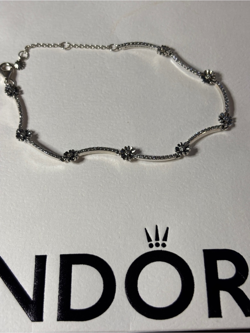 Pandora Silver Floral Station Bracelet - Silver-(Retired)